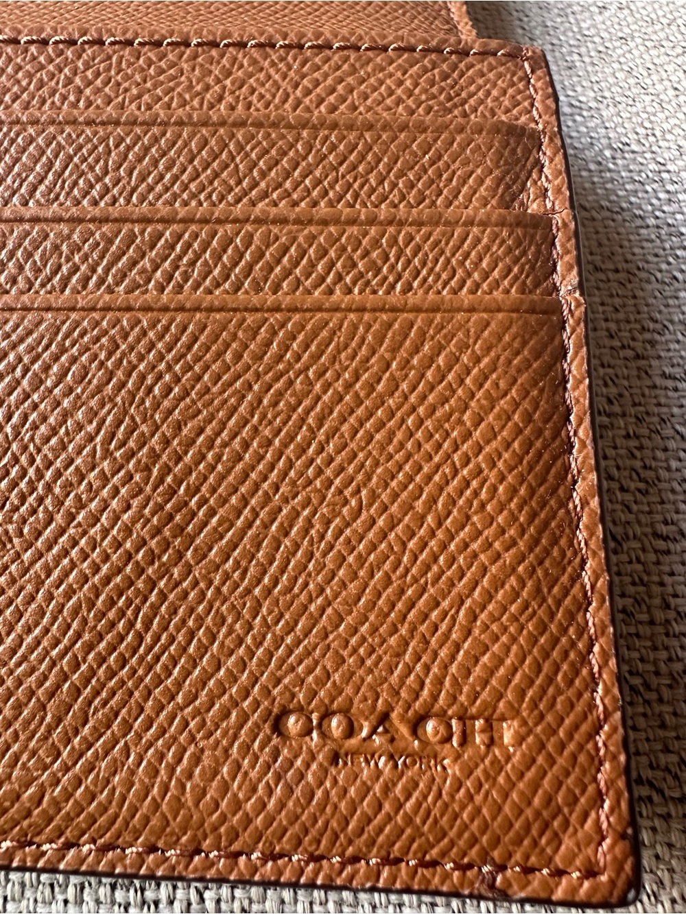 Coach Tri-fold Leather Wallet in Cognac Brown - Picture 3 of 14